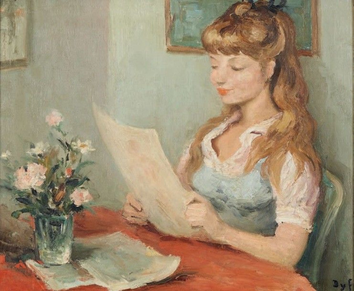 Young woman with her letter by Marcel Dyf