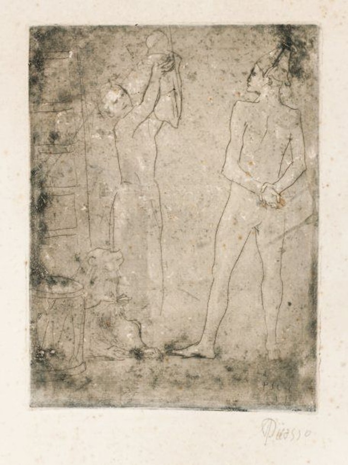 The family of acrobats with macaques by Pablo Picasso