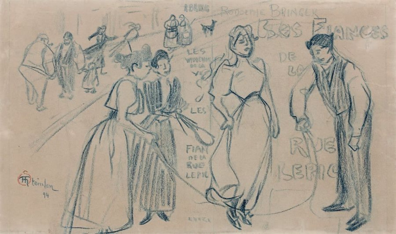The fiancés of rue Lepic by Théophile Alexandre Steinlen