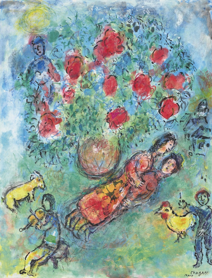 Bouquet rouge by Marc Chagall