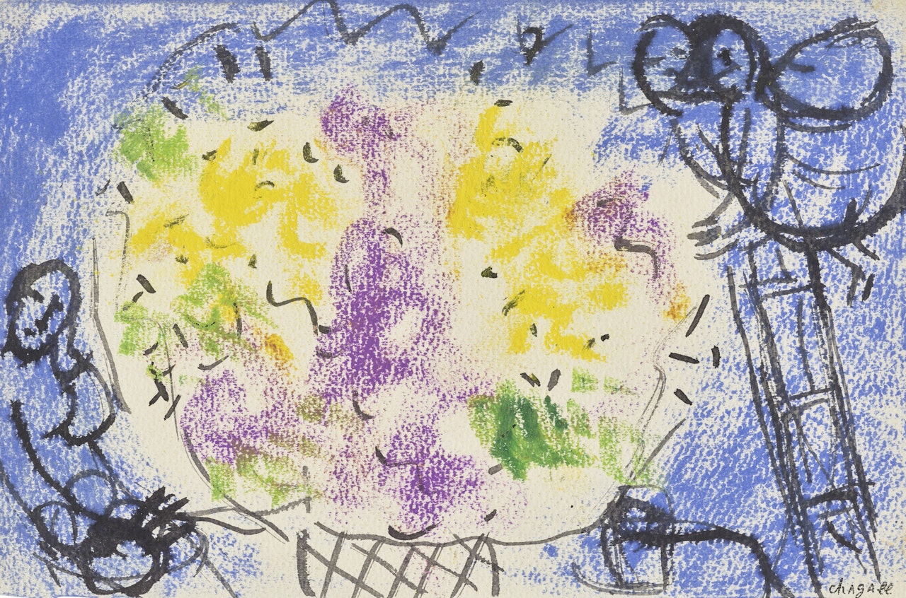 Bouquet à L"échelle de Jacob by Marc Chagall