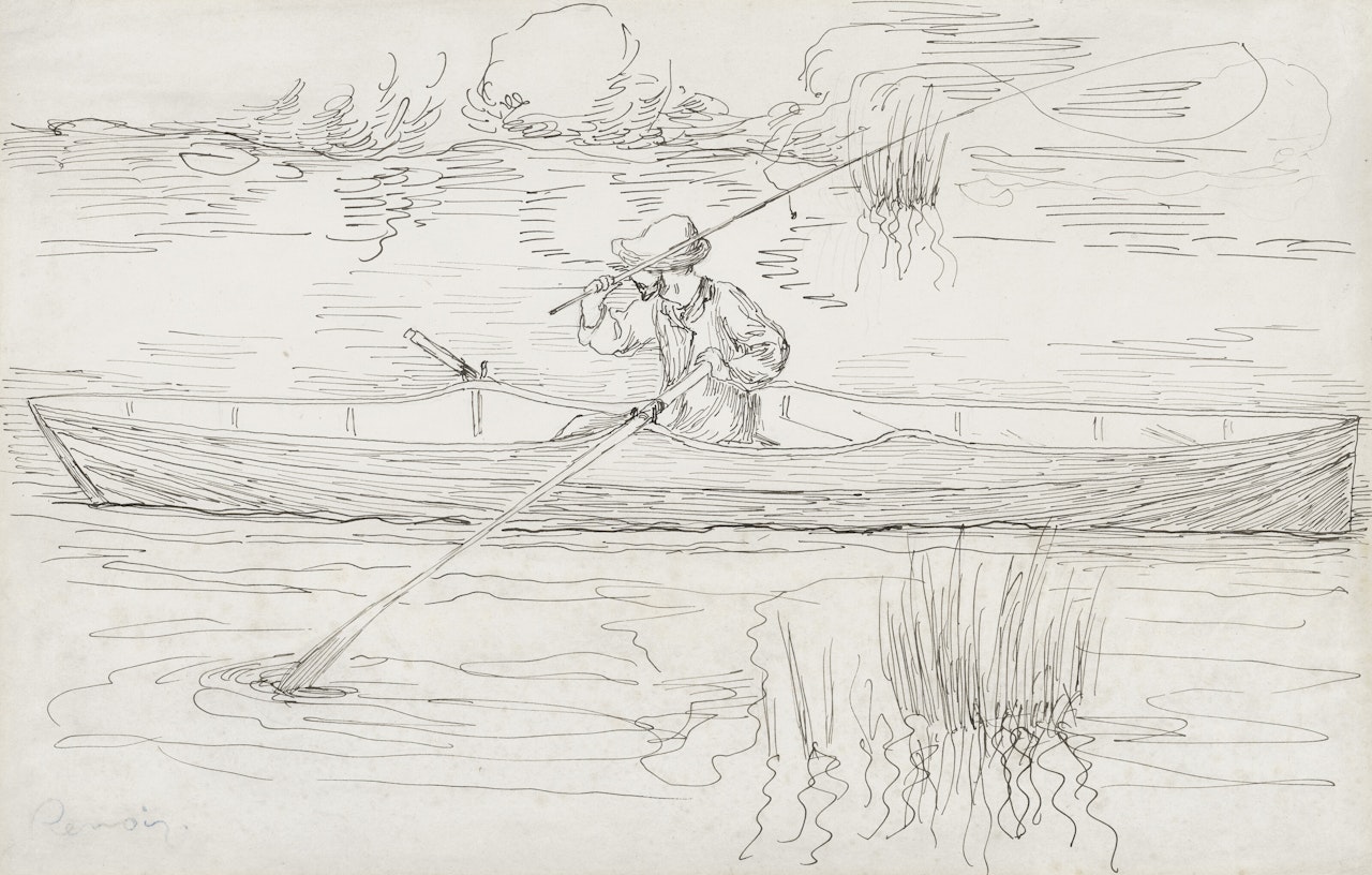 Edmond Renoir pêchant à la ligne by Pierre-Auguste Renoir
