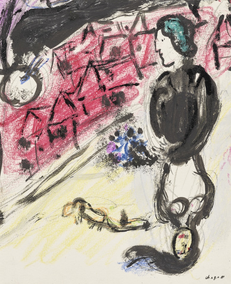 Étude pour "Les toits rouges" by Marc Chagall