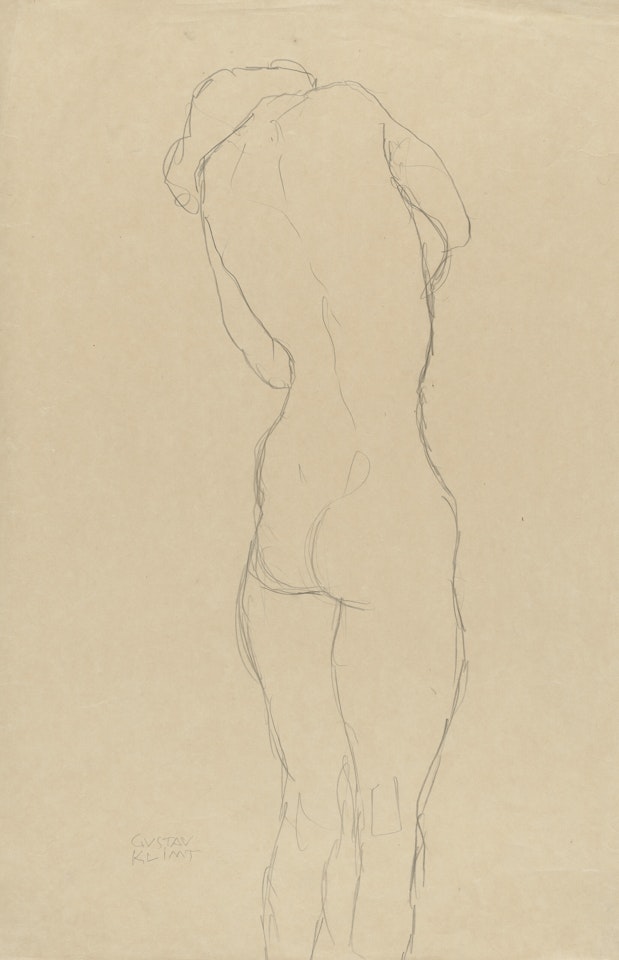 Stehender Rückenakt etwas nach rechts by Gustav Klimt