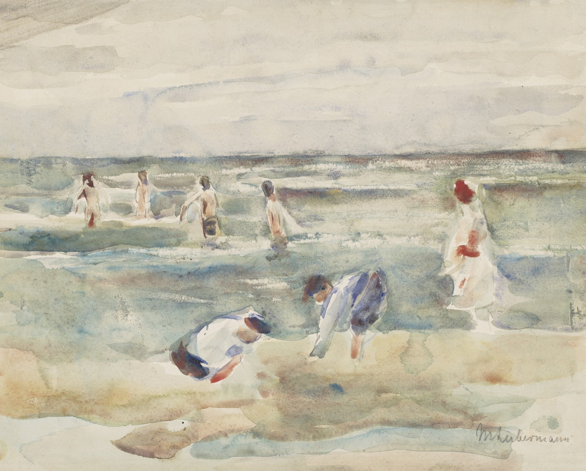 Spielende Kinder am Strand by Max Liebermann