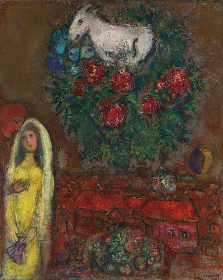 La mariée jaune au village by Marc Chagall