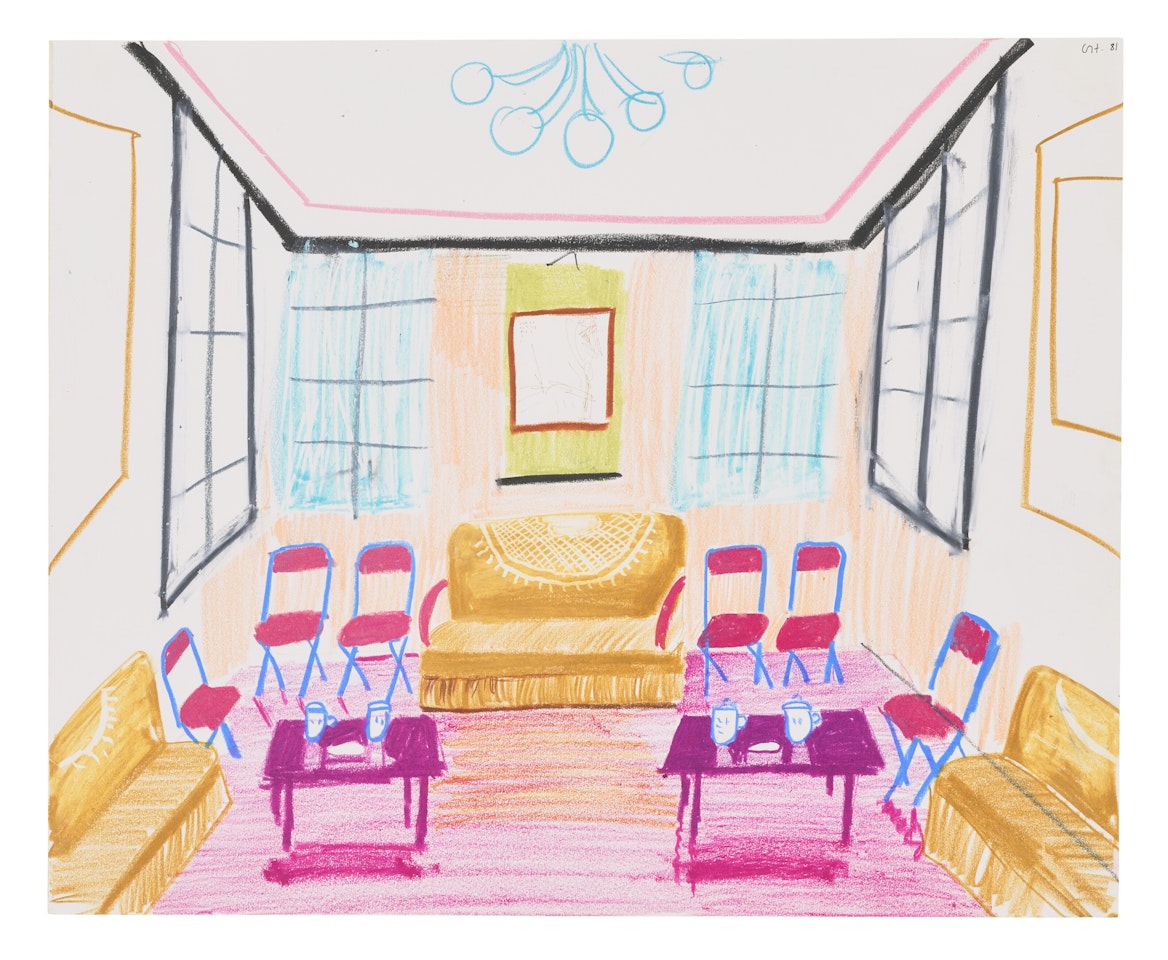 Room with Chairs and Chandelier. China. from "China Trip" by David Hockney
