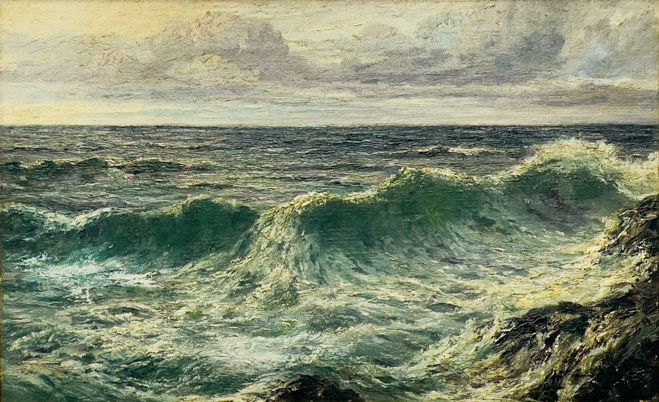 Waves breaking on the Cornish Coast by David James