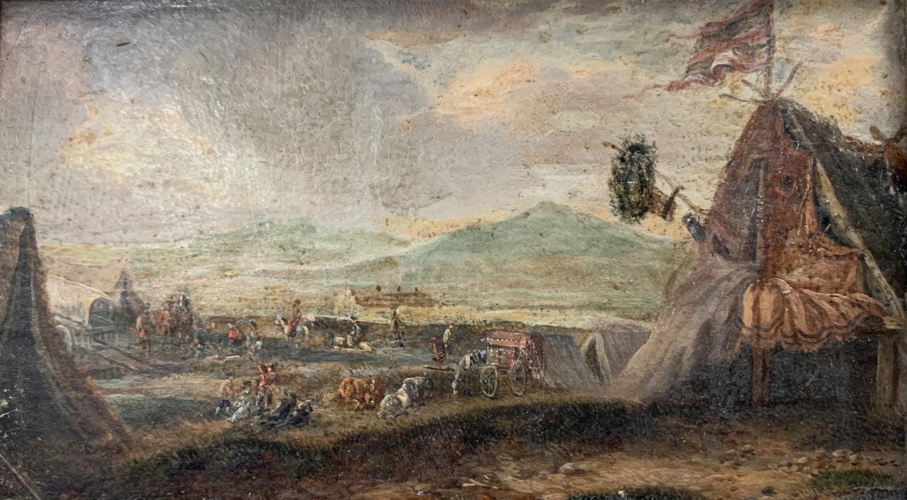 British Army Battle Camp with the Union Flag by English School