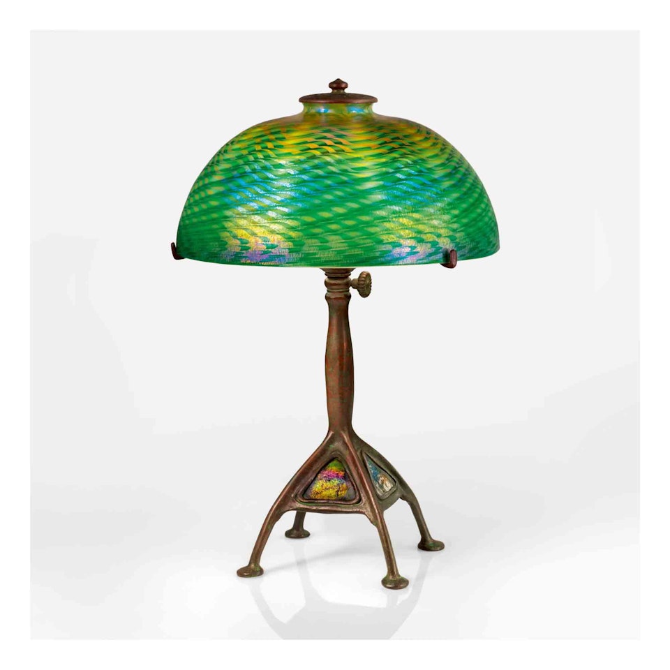 "Turtle-Back" Damascene Table Lamp by Tiffany Studios