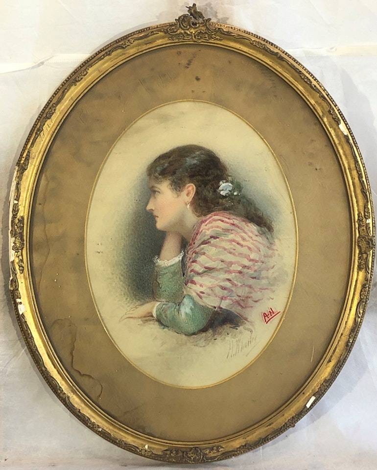 Profile of a Young Lady in a Striped Shawl by English School