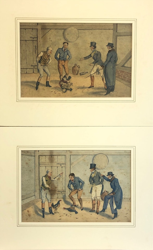 Cockfighting, a pair by English School