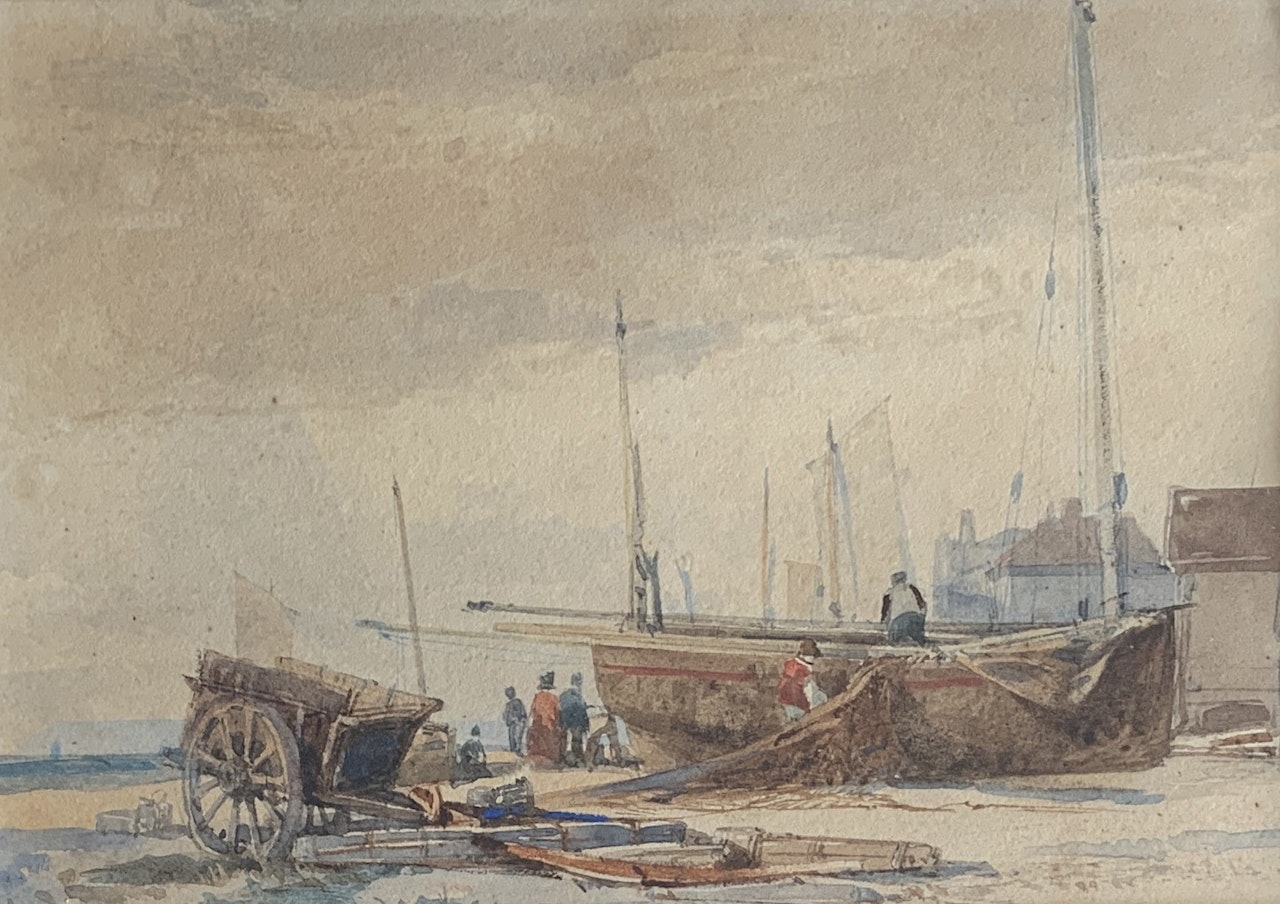 Lugger Unloading Nets by English School