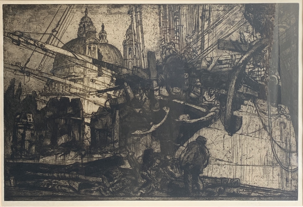 Through the Rigging - Santa Maria della Salute by Sir Frank Brangwyn