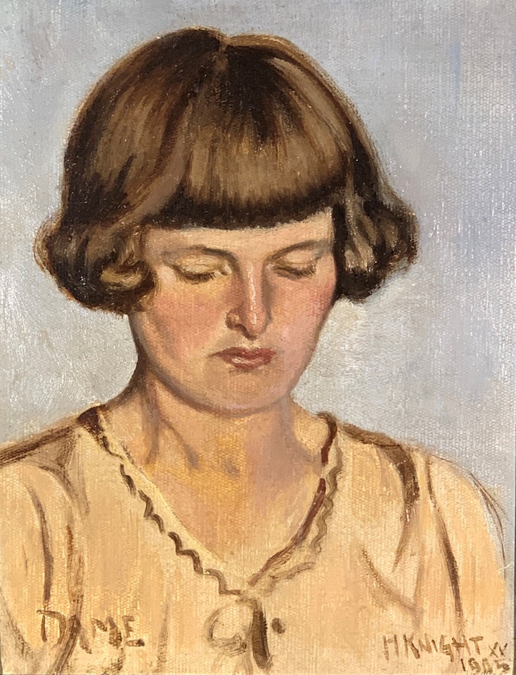 "Dame"; Portrait of a Young Lady, possibly Blanche Gertrude Ealand or "Heather", as she was known to her friends by Harold Knight