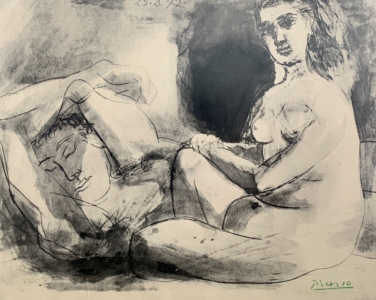 Homme couché et femme assise by Pablo Picasso