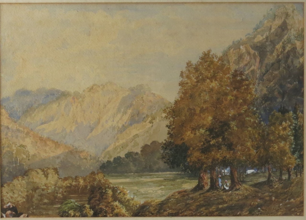A Landscape with Figures by Trees by English School