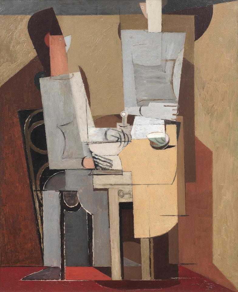 Personnage écrivant et personnage by Louis Marcoussis