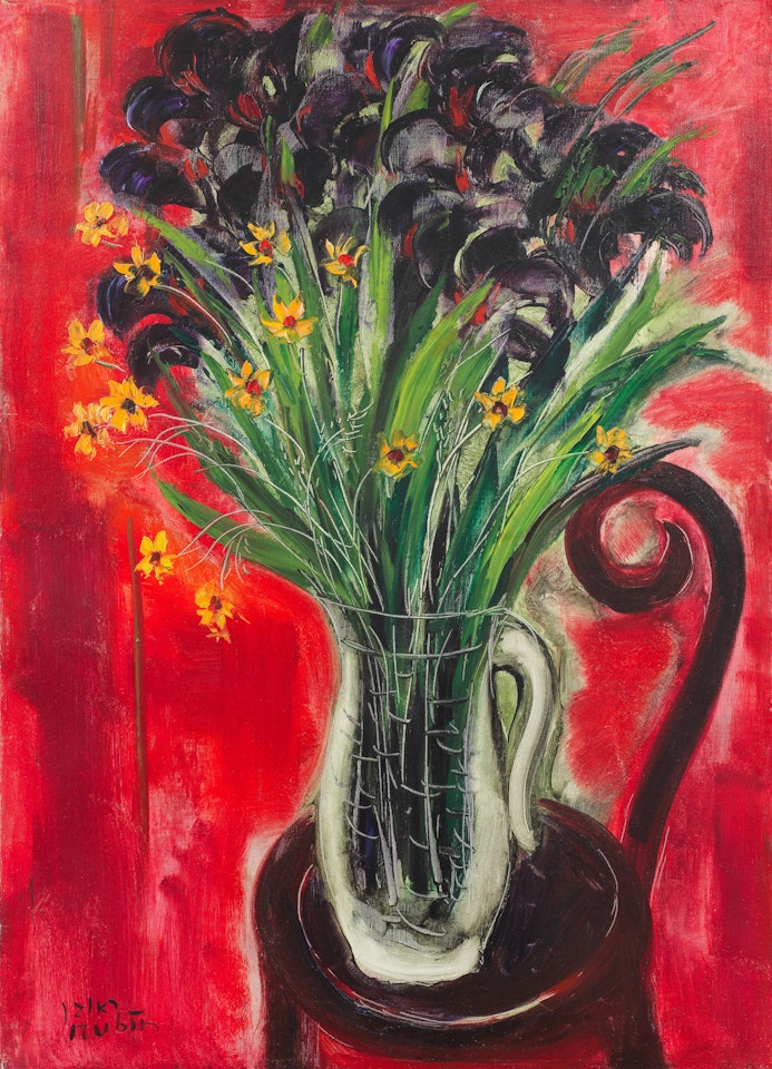 Black irises by Reuven Rubin