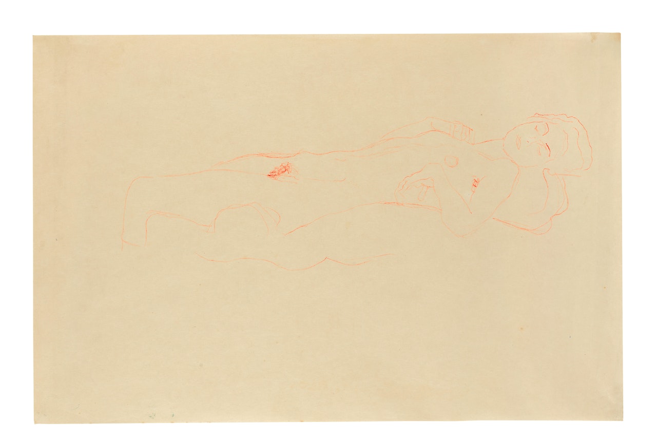 Liegender Akt nach rechts by Gustav Klimt