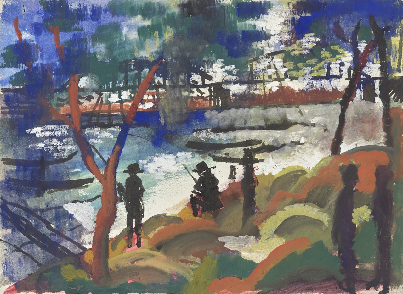 Angler am Fluss by August Macke