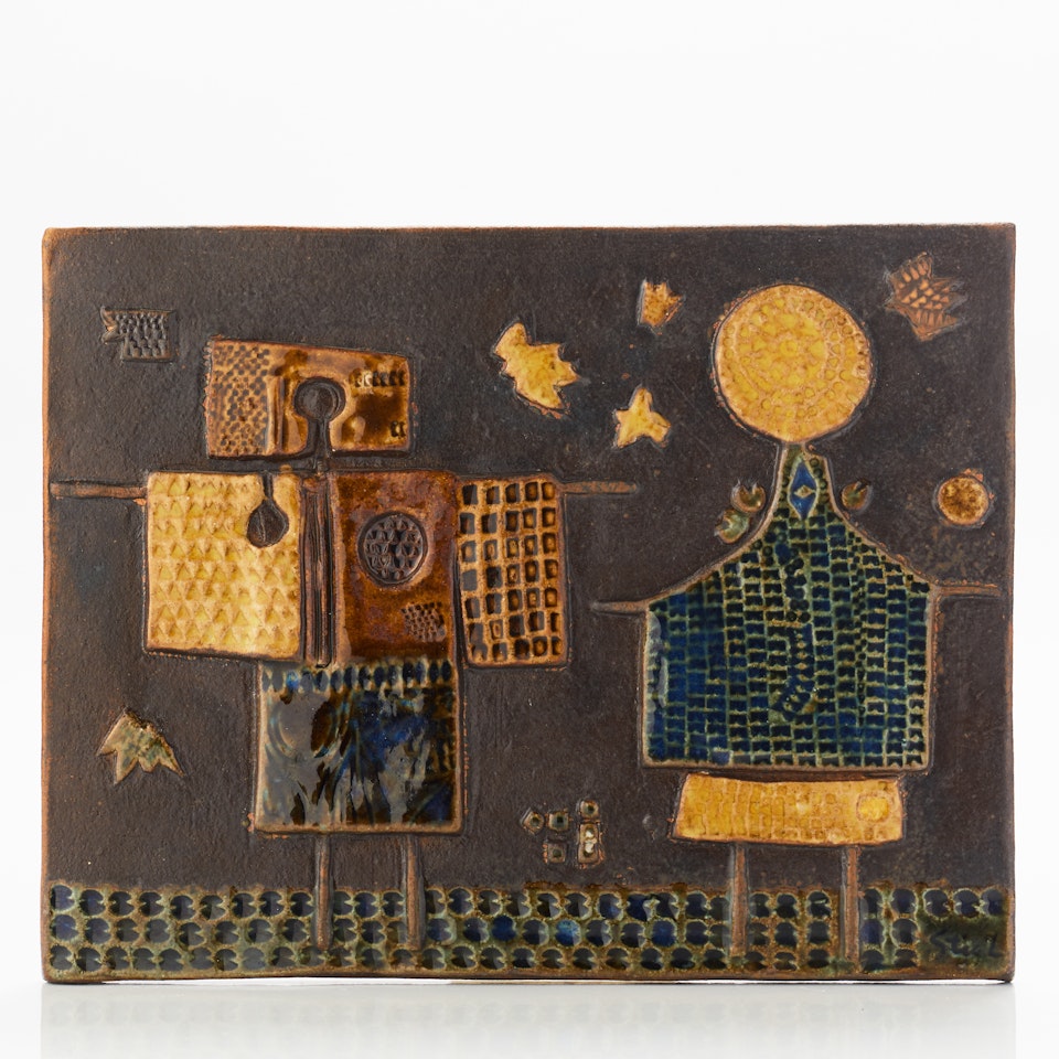 Wall plaque. "Scarecrow", Gustavsberg by Stig Lindberg