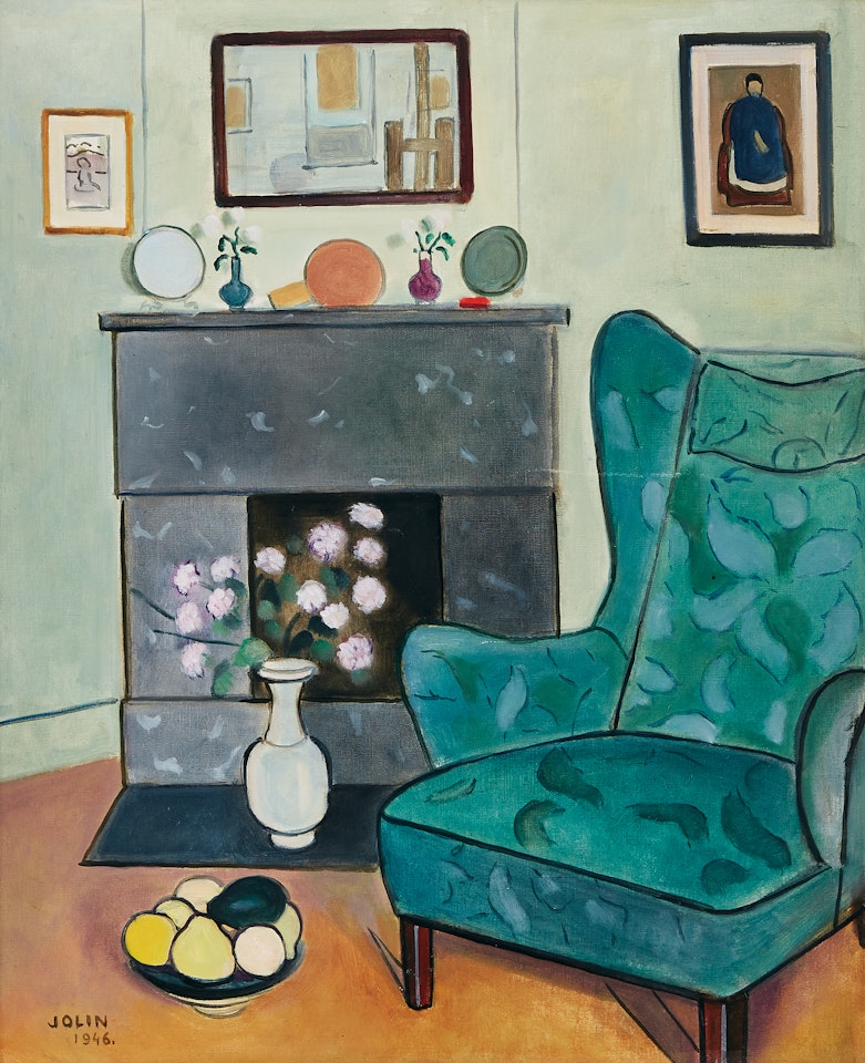 Interior by the fireplace by Einar Jolin