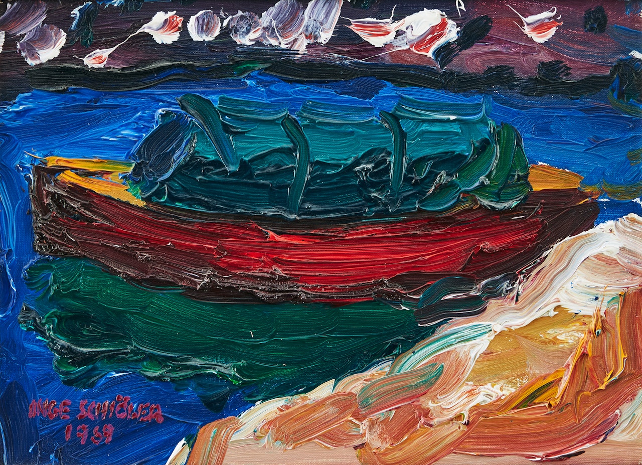 Boat on the coast by Inge Schiöler