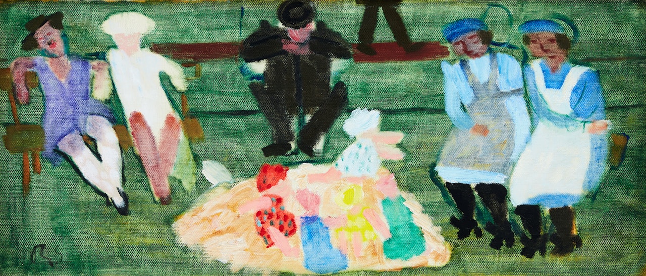 Children playing in the sandbox by Ragnar Sandberg