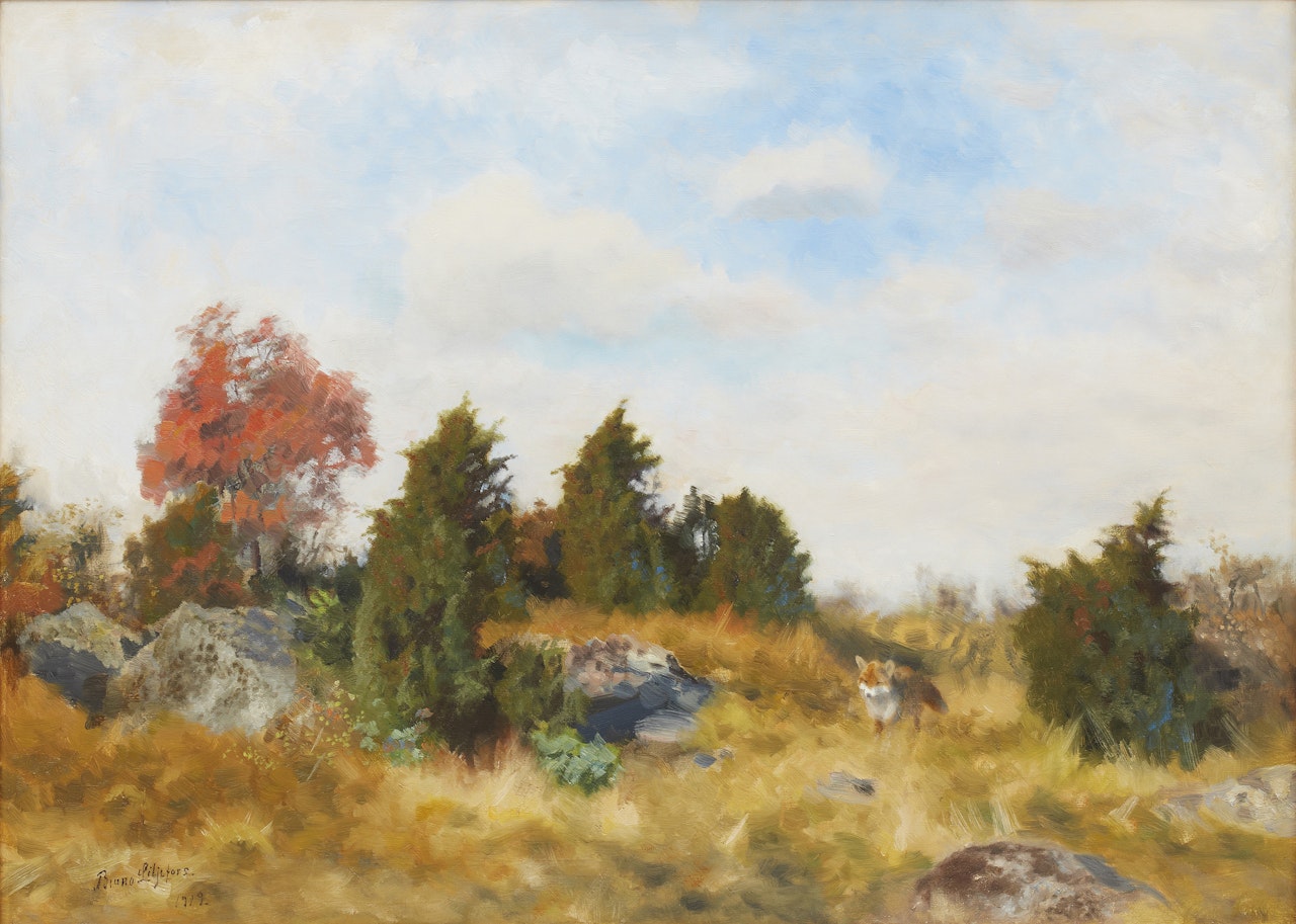 "Autumn hill with fox" by Bruno Liljefors