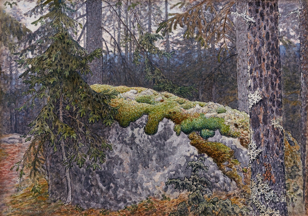 Forest landscape by Gustaf Fjaestad