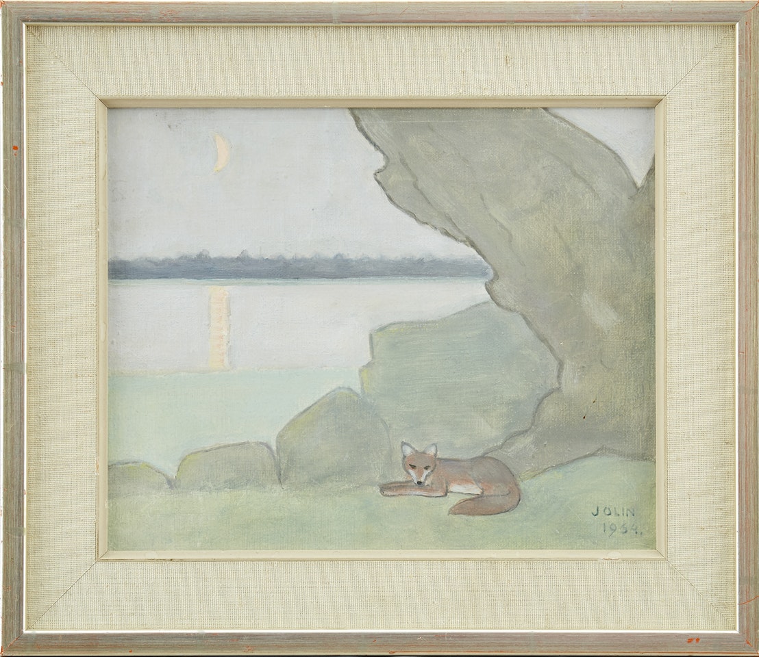 Fox by the lake in the moonlight by Einar Jolin