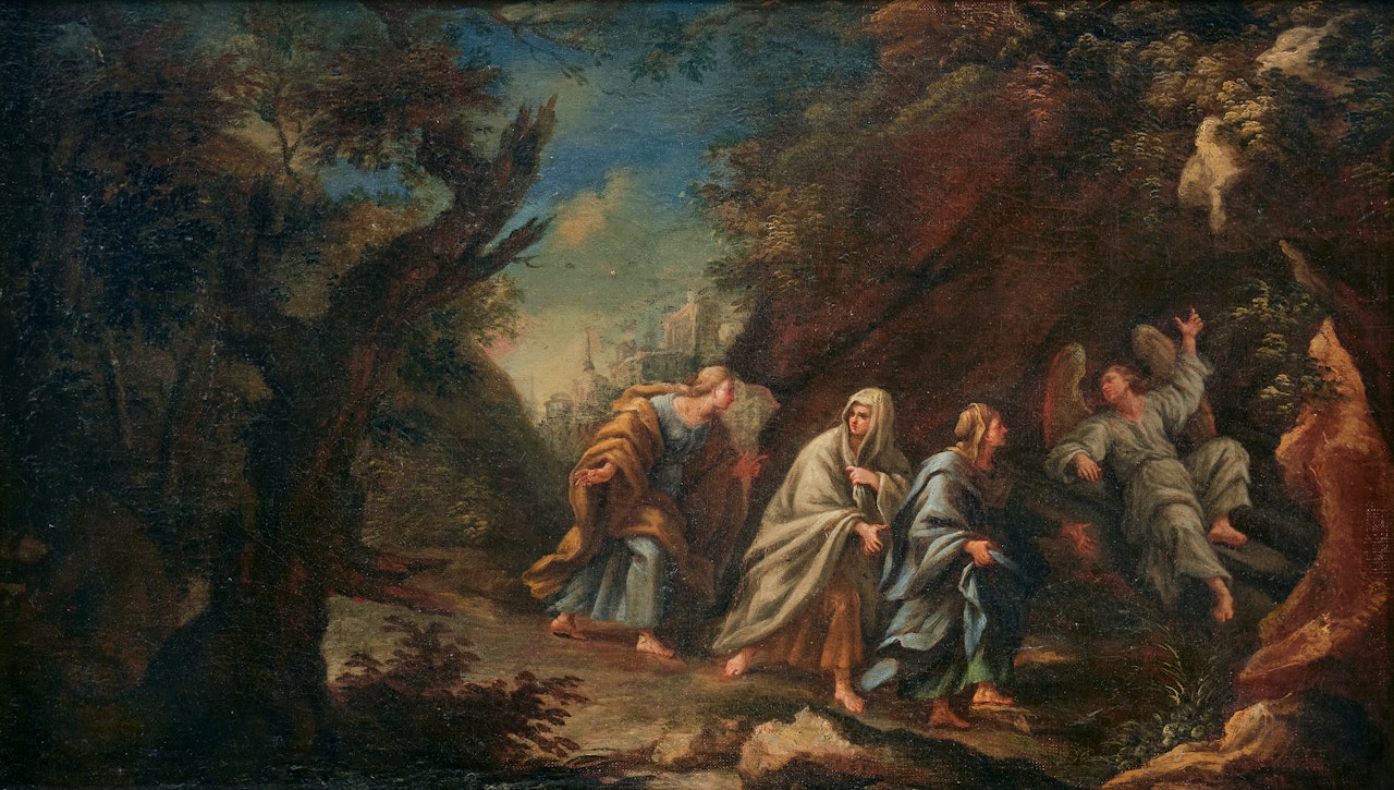 The three marios at the tomb by Roman School