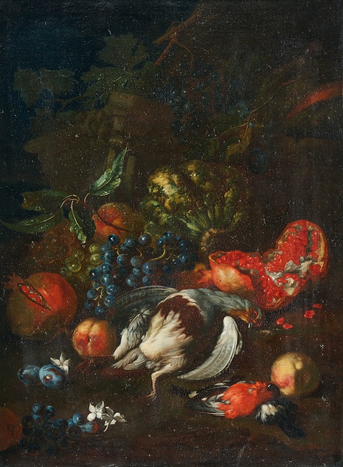Still life with game and fruits by Franz Werner von Tamm