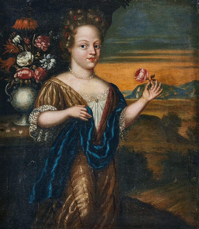 Portrait of a girl with a rose by David Klöcker von Ehrenstrahl