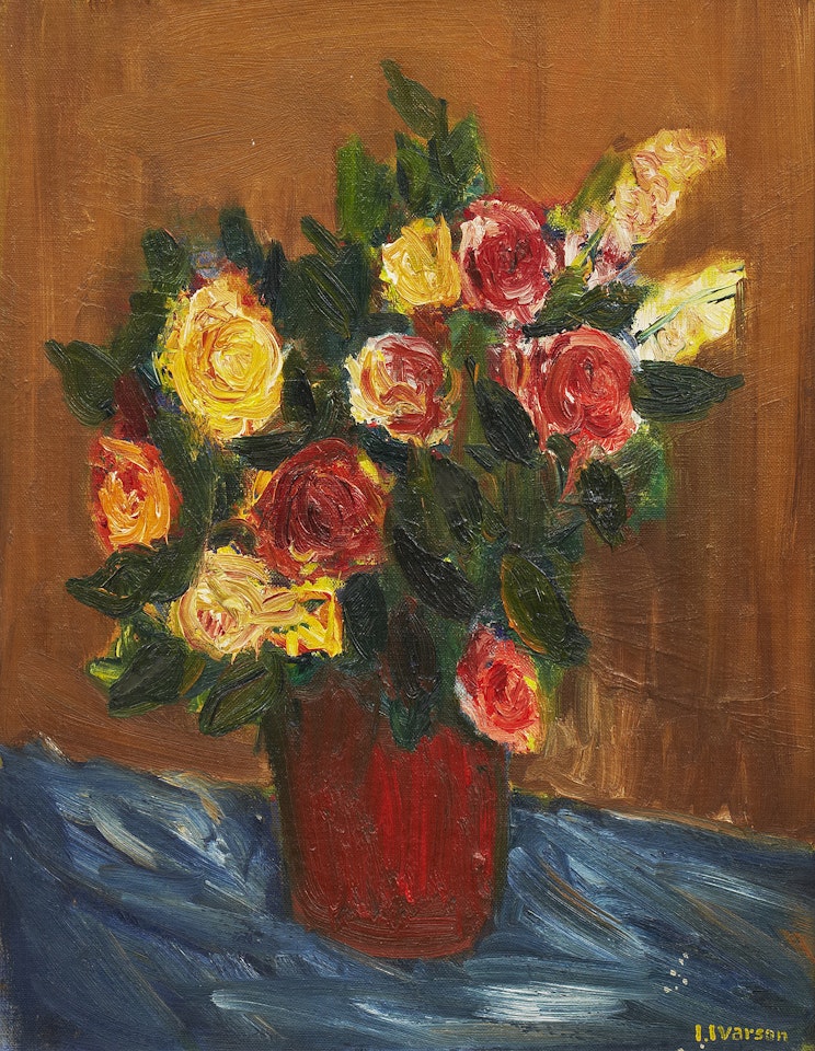 Still life with flowers in vase by Ivan Ivarson
