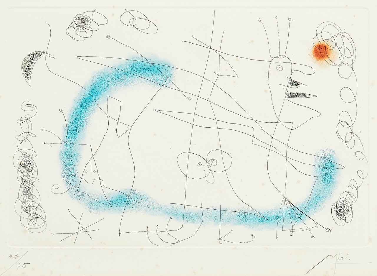 ”Strip-Tease in Blue” by Joan Miró