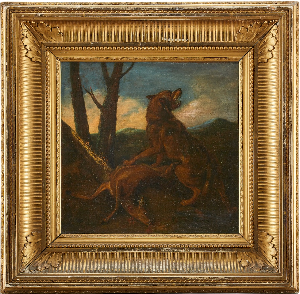Wolf with fallen prey by Dutch School