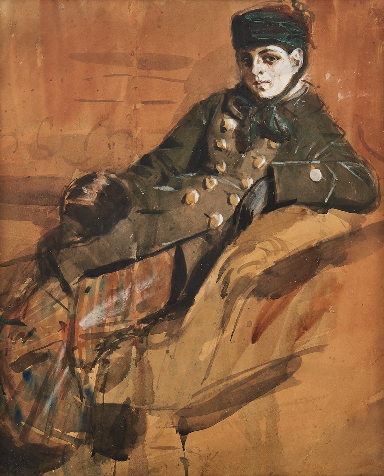 "Sitting girl in traveling outfit" by Anders Zorn