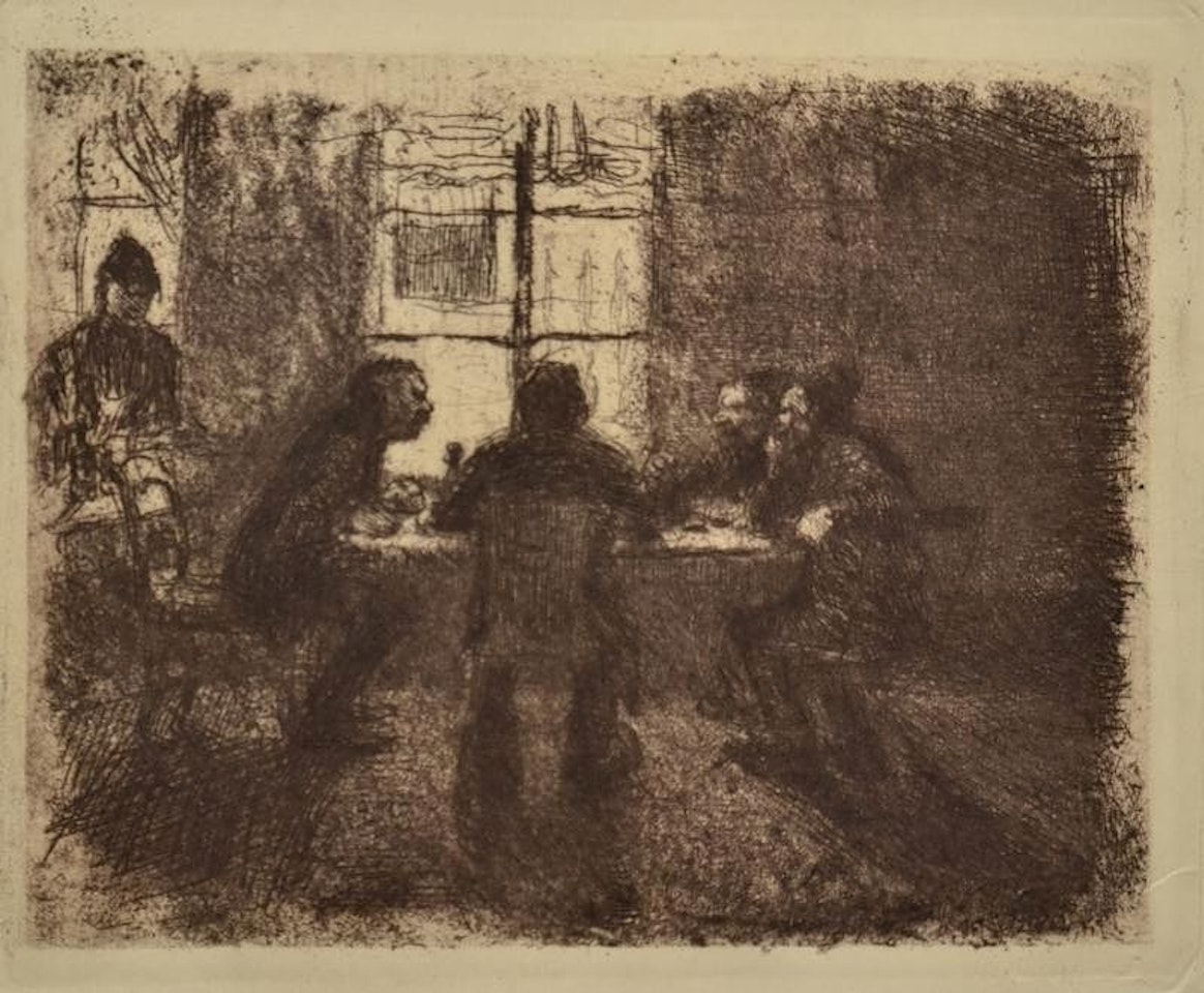 "Vier Manner in der Kneipe" (Klipstein 12) by Kathe Kollwitz