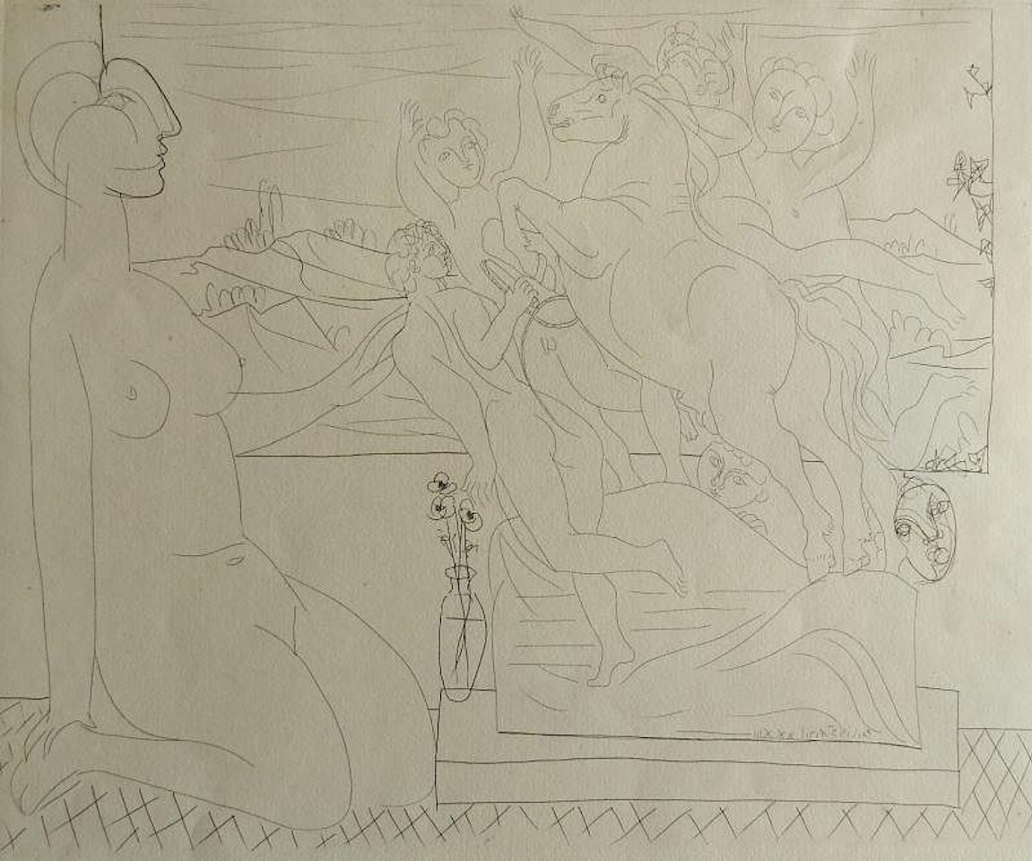 "Modele Contemplant un Groupe Sculpte" (Bloch 175) by Pablo Picasso