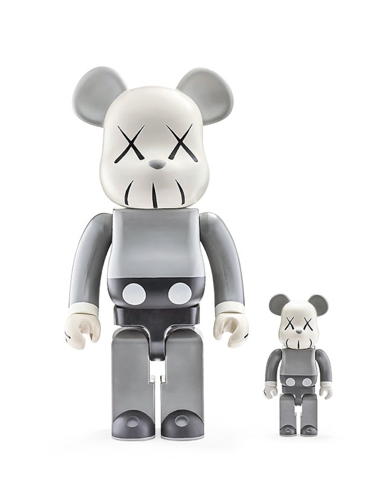 a. 1000% Companion BE@RBRICK (Gray) b. 400% Companion BE@RBRICK (Gray) by Kaws