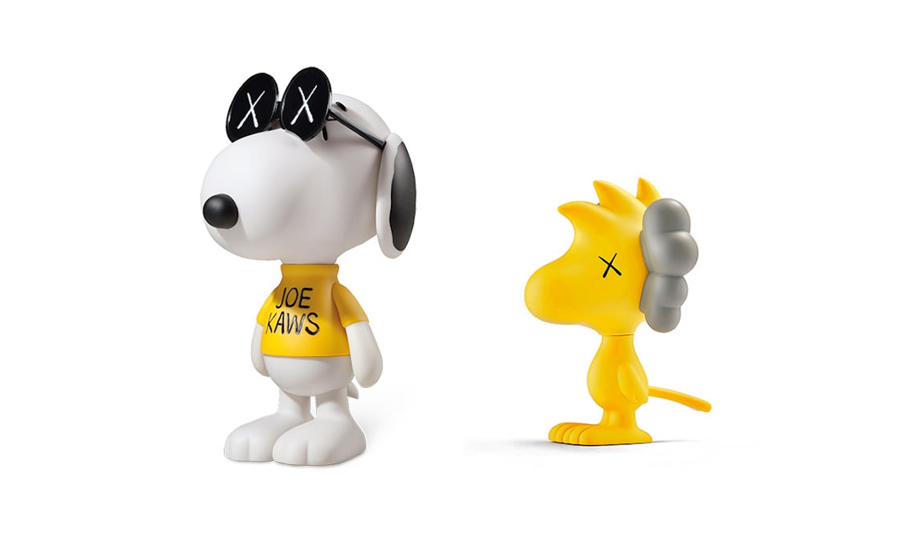 a. Joe Kaws Snoopy b. Woodstock by Kaws
