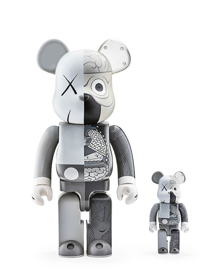 a. 1000% Dissected Companion Bearbrick (Gray) b. 400% Dissected Companion Bearbrick (Gray) by Kaws