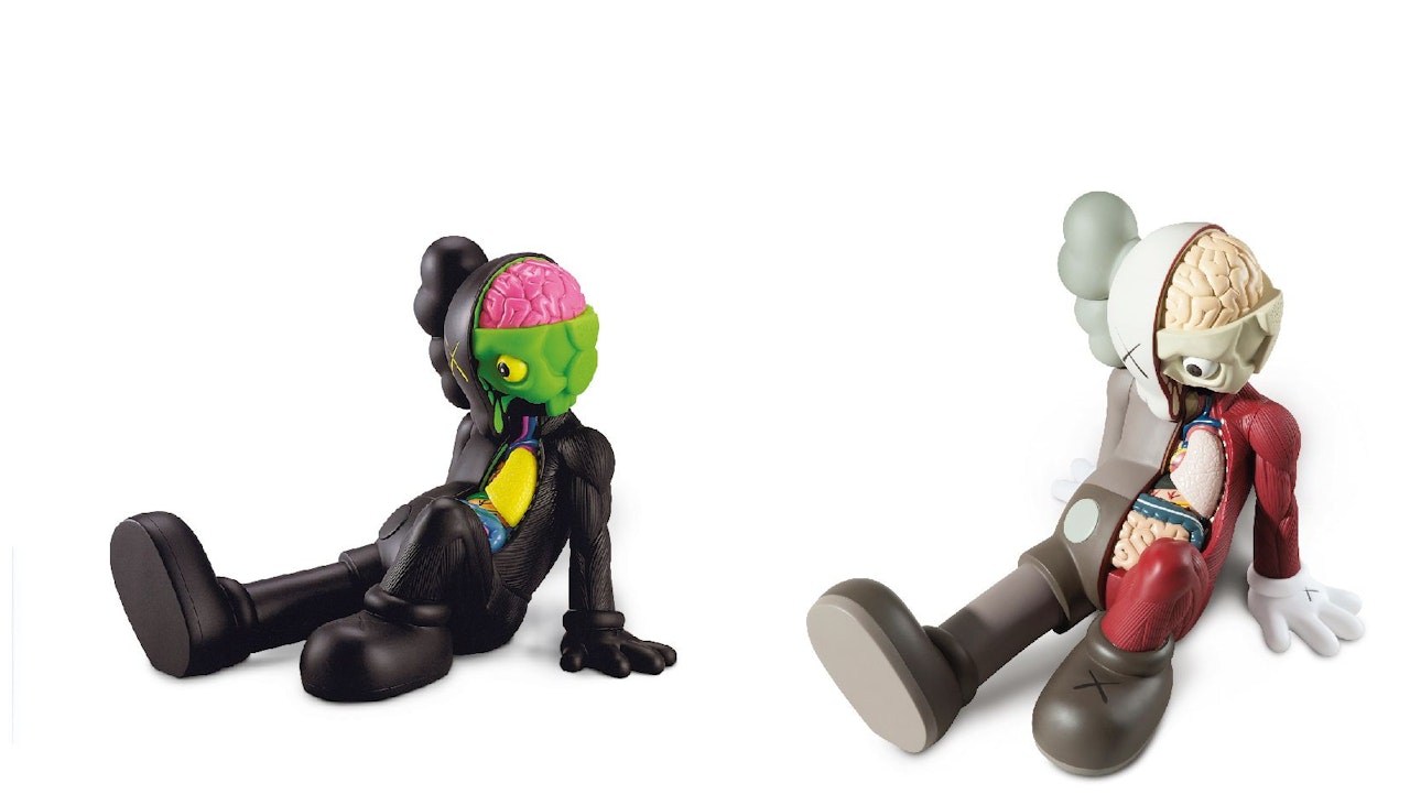 a. Dissected Companion: Resting Place (Black) b. Dissected Companion: Resting Place (Brown) by Kaws
