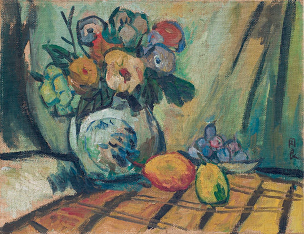 Flower Vase And Fruit by Guan Liang