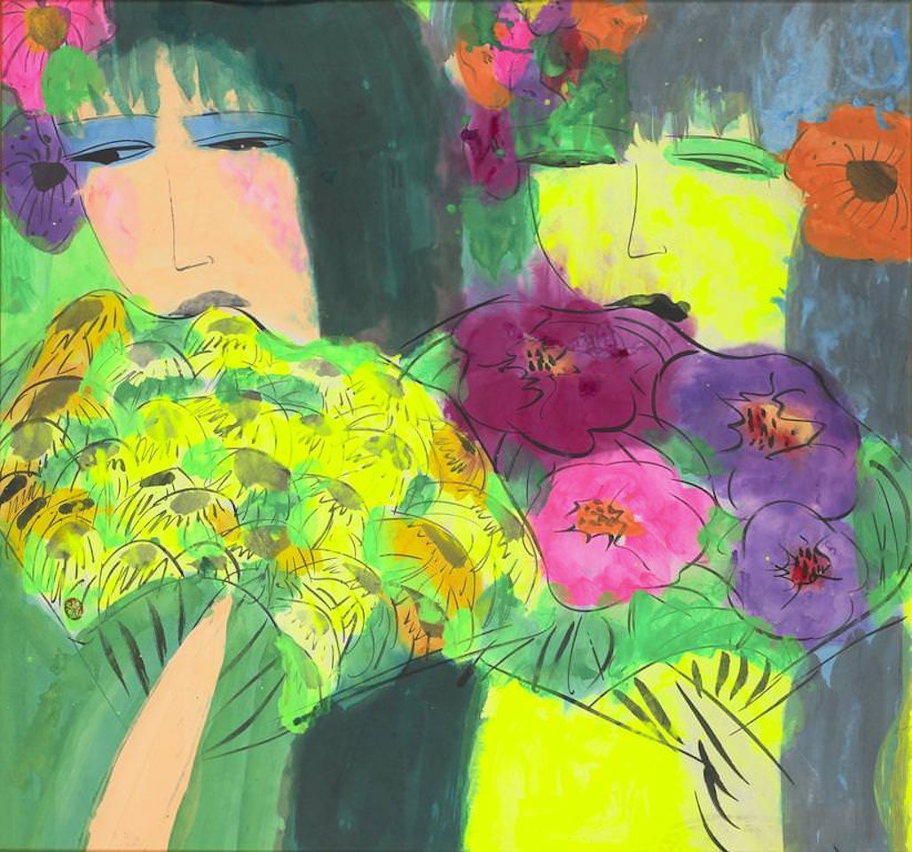Girl with Fans by Walasse Ting