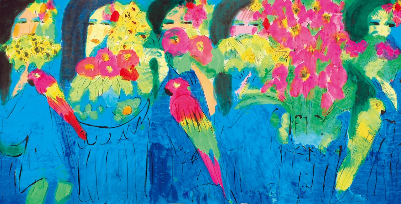 Flowery Feast With Five Ladies by Walasse Ting