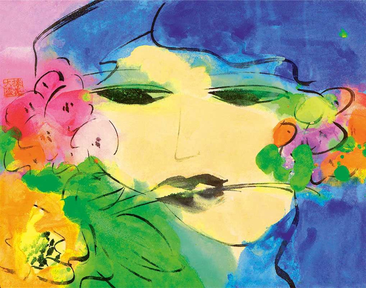 Beauty with Flowers by Walasse Ting