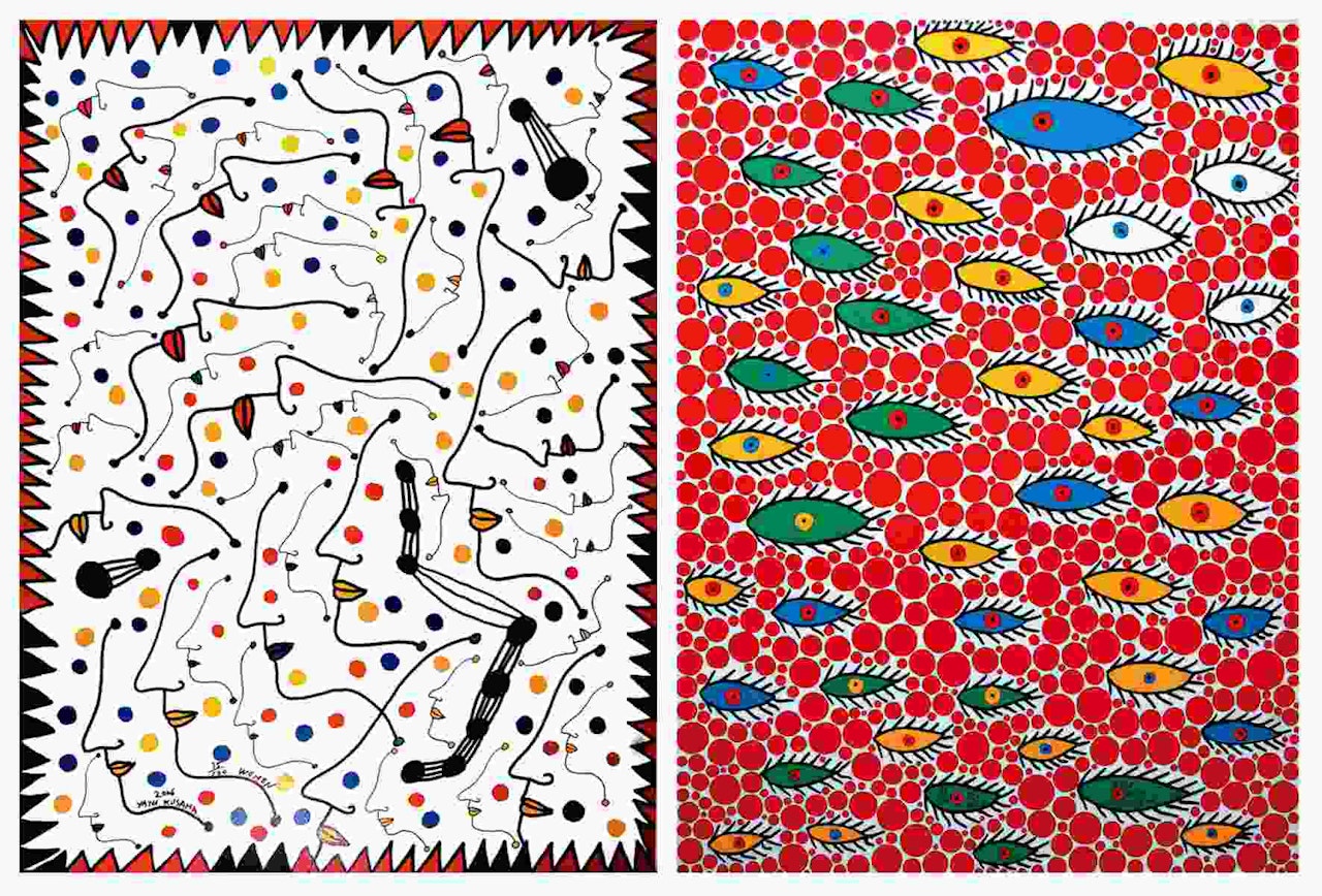 a. Women b. Flying Eyes in the Sky by Yayoi Kusama